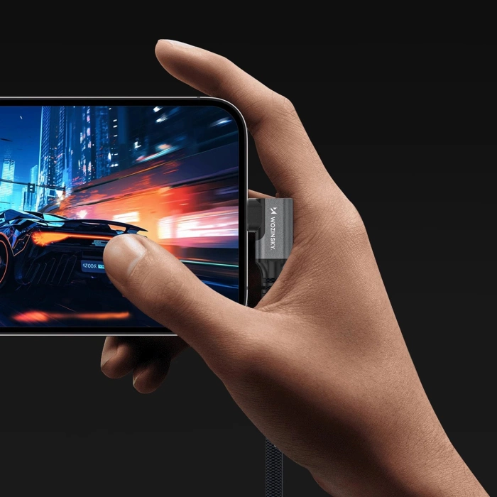 Kabel kątowy Wozinsky WPS1-UY41S USB-C Thunderbolt 4 240W 1,5m 4K - czarny