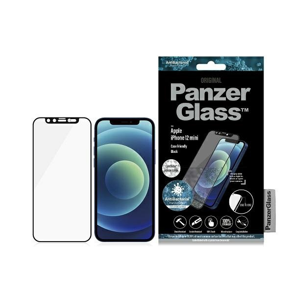 PanzerGlass E2E Microfracture iPhone 12 Mini 5.4" CamSlider Swarovsky Case Friendly AntiBacterial black/black