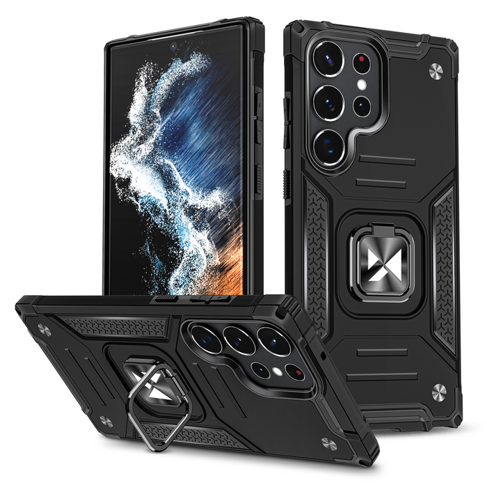 Wozinsky Ring Armor pro Samsung Galaxy S23 Ultra pancéřový kryt magnetický držák kroužek černý
