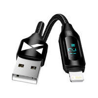 Cable USB-A - Lightning Wozinsky WUALC1 con Pantalla LED 2.4A 1m - Negro