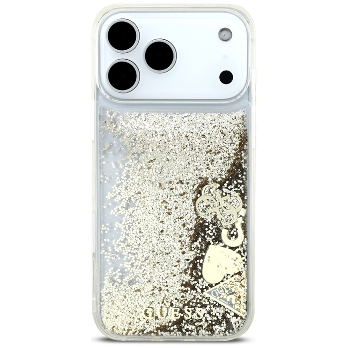 Etui Guess Liq. Glitter 4 Charms do      iPhone 17 Pro Max złoty