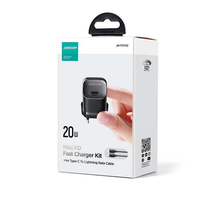 Chargeur Mini USB C 20W PD avec câble USB C - Lightning Joyroom JR-TCF02 | noir