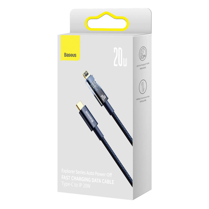 Baseus Explorer Series Spegnimento automatico Cavo dati a ricarica rapida da tipo C a IP 20 W 1 m Blu