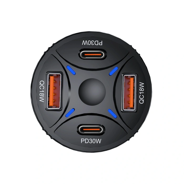 Ładowarka samochodowa Wozinsky WLS-04 60W 2xUSB-C 2xUSB-A - czarna