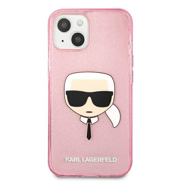 Cover KARL LAGERFELD Apple iPhone 13 Mini Glitter Karl's Head Pink Hardcase