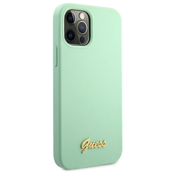 Cover GUESS Apple iPhone 12 12 Pro Metal Logo Script GUHCP12MLSLMGGN Verde Hardcase