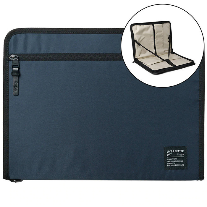 Ringke Smart Zip Pouch univerzální pouzdro brašna na notebook tablet (do 13'') stojánek organizér tmavě modrá