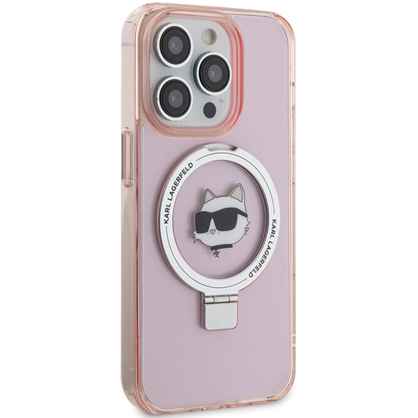 Case Karl Lagerfeld KLHMP15LHMRSCHP iPhone 15 Pro 6.1" pink/pink hardcase Ring Stand Choupette Head MagSafe Case