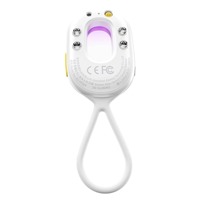 Baseus Heyo Series II Versteckter Kameradetektor mit Alarm und Mini-Taschenlampe + Baseus Simple USB-A - USB-C Kabel - Weiß