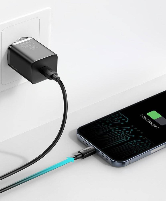Rychlá nabíječka Baseus Super Si 1C USB Typ C 20W Napájení + USB kabel Typ C - Lightning 1m černý (TZCCSUP-B01)