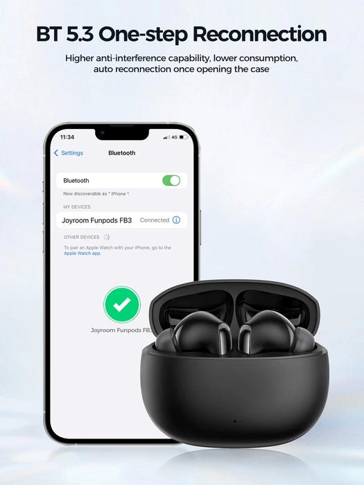 Écouteurs sans fil Bluetooth 5.3 TWS Joyroom Funpods Series JR-FB3 - noir