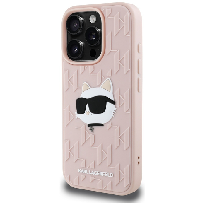 Etui Karl Lagerfeld 3D Rubber Monogram   & Choupette do iPhone 16 Pro Max różowy