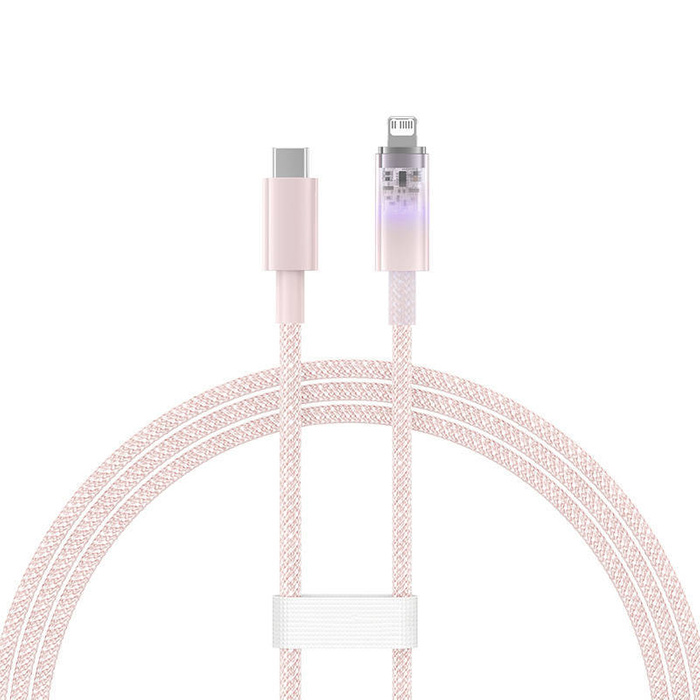 Fast Charging cable Baseus USB-C to Lightning  Explorer Series 1m, 20W (pink)