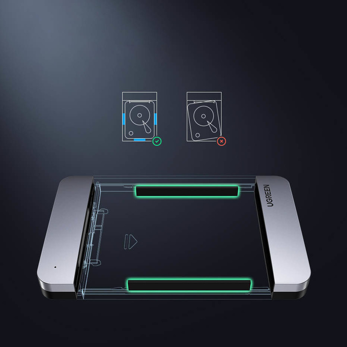 Ugreen Taschengehäuse für 2,5 &#39;&#39; SATA 3.0 6Gbps Festplatte grau + Kabel USB - USB Typ C 0,5m (CM300)