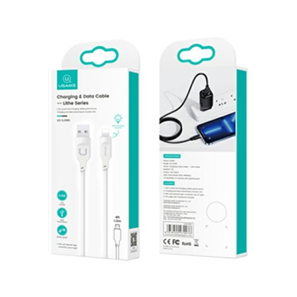 USAMS Kabel lightning Fast Charging 2.4A Lithe Series1.2m bílá/bílá SJ565USB02 (US-SJ565)