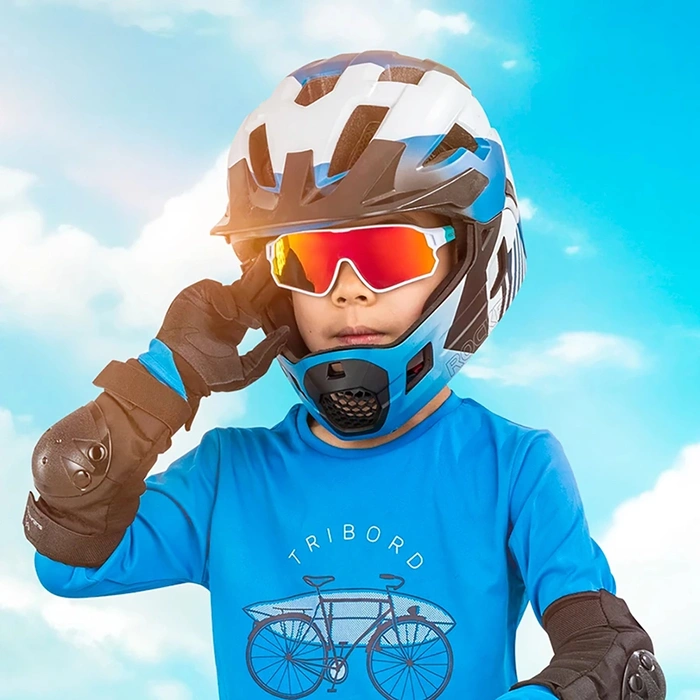 Rockbros 14110009003 photochrome Fahrradbrille für Kinder von 8–14 Jahren – grün und weiß