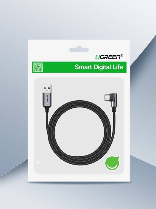 Ugreen pravoúhlý kabel USB - USB Typ C 2m 3A šedý (50942)