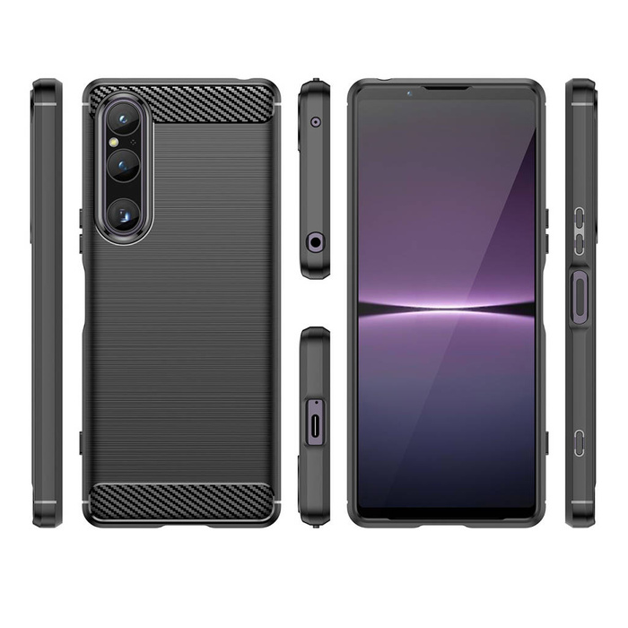 Coque Carbone pour Sony Xperia 1 V coque souple silicone carbone noir