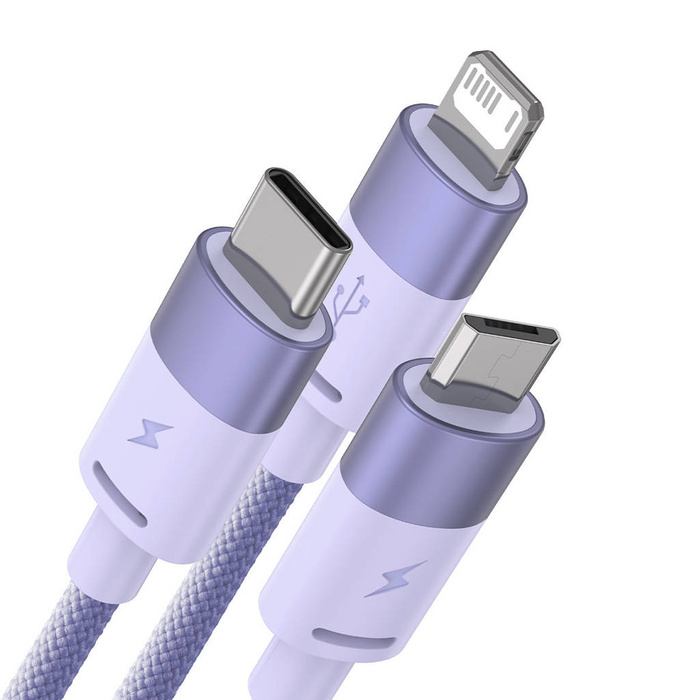 Baseus StarSpeed kabel 3v1 USB-A - Micro-USB / Lightning / USB-C 3,5A 1,2 m fialová
