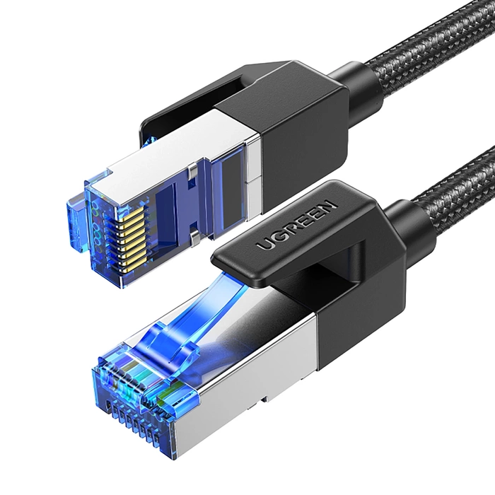 UGREEN NW153 Kabel geflochtenes Netzwerkkabel, Ethernet RJ45, Kat.8, F/FTP, 1,5m (schwarz)