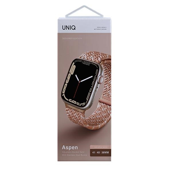 UNIQ řemínek Aspen Apple Watch 40/38/41mm pletené DE růžová/citrusově růžová