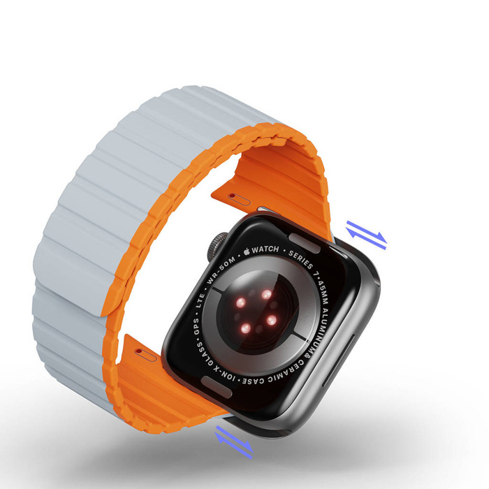 Magnetarmband für Apple Watch SE, 8, 7, 6, 5, 4, 3, 2, 1 (41, 40, 38 mm) Dux Ducis Armband (LD-Version) – Grau Orange