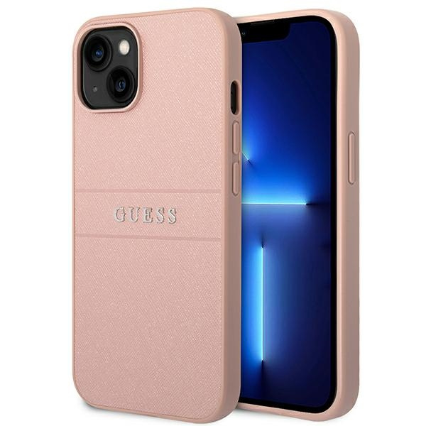 Case Guess iPhone 14 Plus 6.7" pink/pink Saffiano Strap