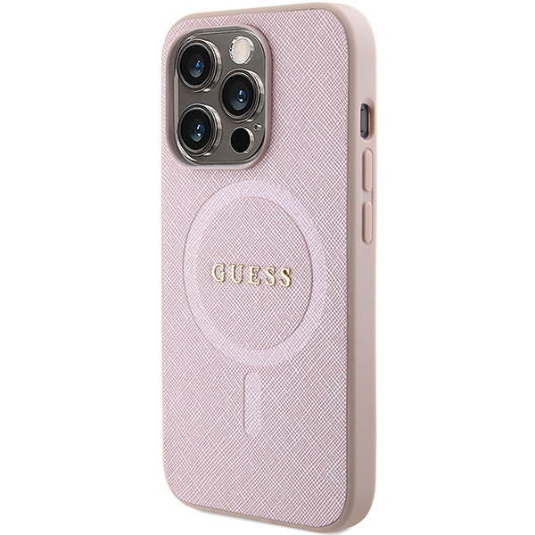Etui Guess GUHMP15XPSAHMCP iPhone 15 Pro Max 6.7" różowy/pink hardcase Saffiano MagSafe Case