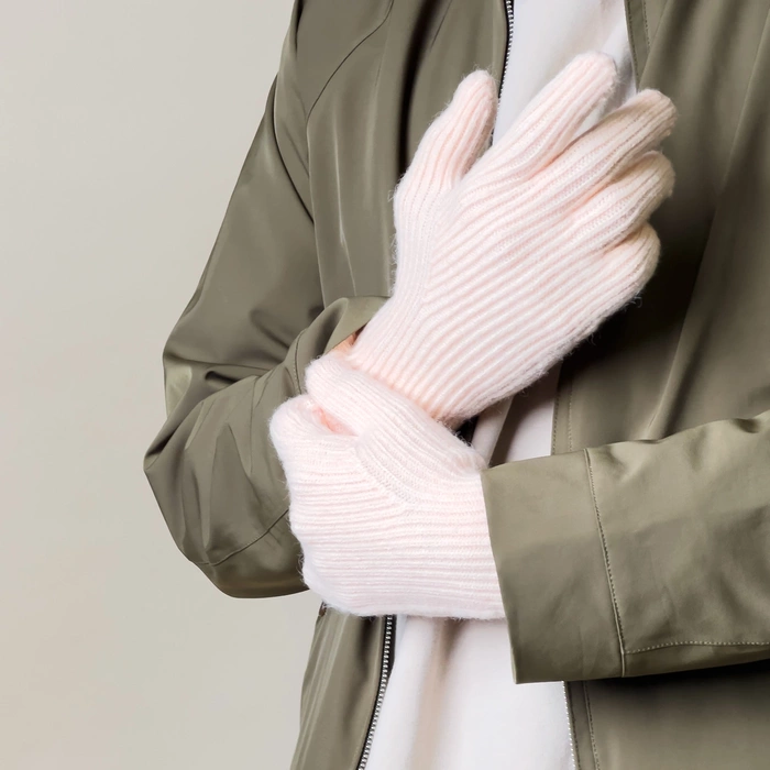 Guantes para teléfono trenzados con aberturas para los dedos - rosa
