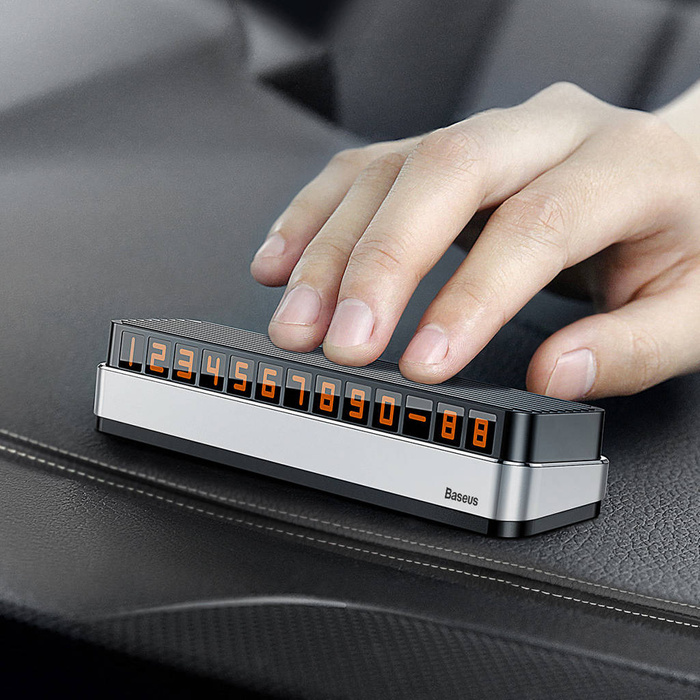Baseus Moonlight Box Series silbernes Parknummernschild mit Telefonnummer