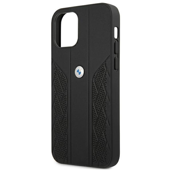 BMW Case Apple iPhone 12 Mini Leather Curve Perforate Black Hardcase