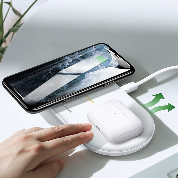 USAMS induktives Ladegerät 10W Dual Weiß