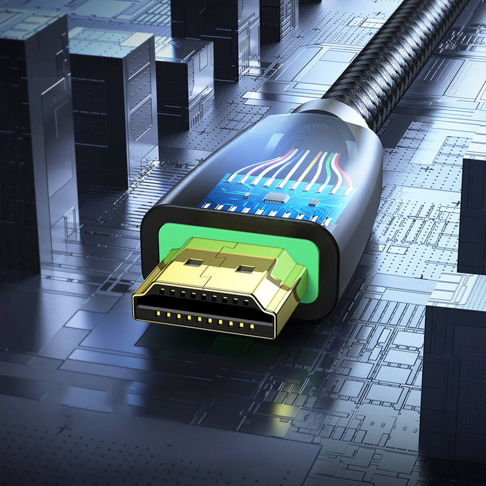 Uzelený silný Kábel HDMI 2.0 nylonový opletený kábel 4K 60 Hz 3D 18 Gbps HDR ARC Ethernet (HEC) 48 bit 1,5 m čierny (HD118 40409)