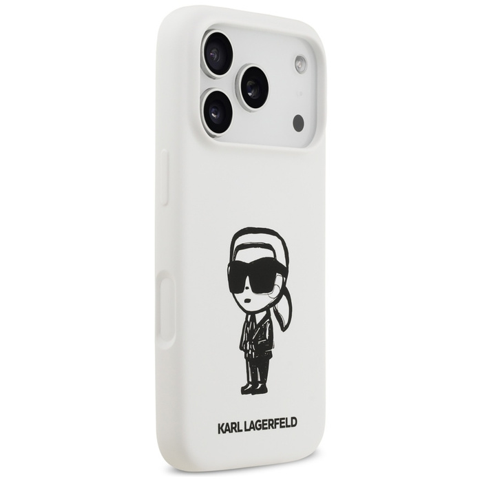 Etui Karl Lagerfeld Silicone Karl Sketch & Logo MagSafe do iPhone 17 Pro biały