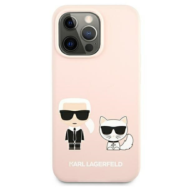 Hülle KARL LAGERFELD Apple iPhone 13 Pro Max Silikon Ikonik Karl & Choupette MagSafe Rosa Hartcase