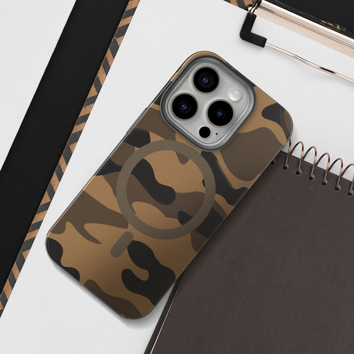 Etui na iPhone 16 PLUS Forcell F-Protect Levels Dual Layer 4D technology zgodny z MagSafe Military Drop-Test desert camo