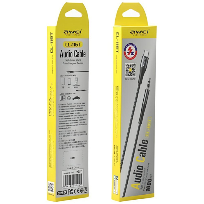 AWEI Adapter CL-116T USB-C / Jack 3.5 fekete / fekete