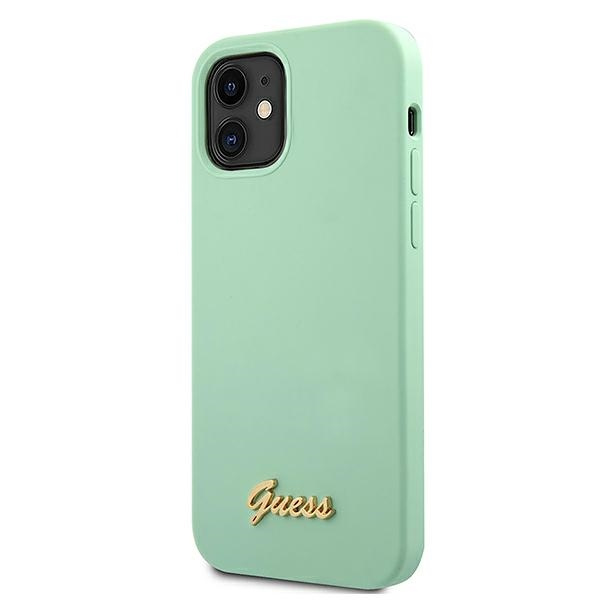Pouzdro GUESS Apple iPhone 12 Mini Metal Logo Script GUHCP12SLSLMGGN Green Hardcase