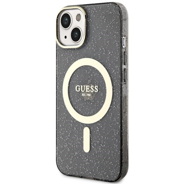 Cover Guess GUHMP14SHCMCGK iPhone 14 6,1" nero/nero rigidocase Glitter Oro MagSafe Case
