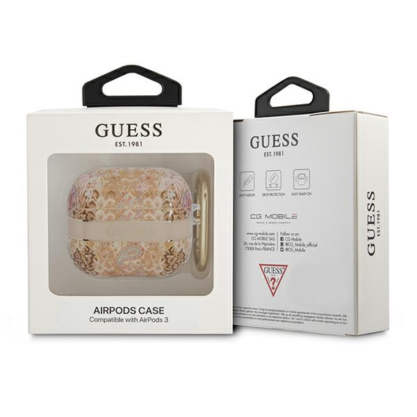 Hülle GUESS Apple AirPods 3 Abdeckung Paisley Riemen Sammlung Gold Case