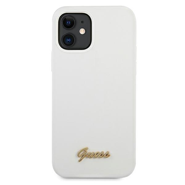 Case GUESS Apple iPhone 12 Mini Metal Logo Script White Hardcase