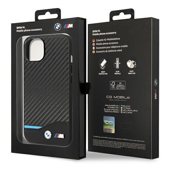 Hülle BMW BMHCP14M22NBCK iPhone 14 Plus 6,7" schwarz/schwarz Leder Carbon