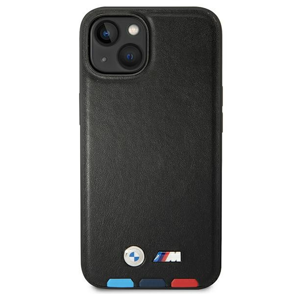 Hülle BMW BMHMP14M22PTDK iPhone 14 Plus 6,7" schwarz/schwarz Leder Stempel Tricolor MagSafe