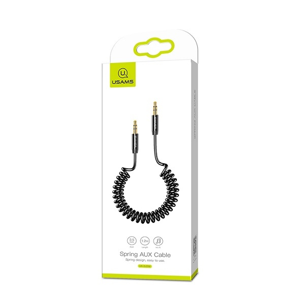 Adaptador USAMS Audio 2XJack 3,5mm 1,2m Muelle US-SJ256 Negro