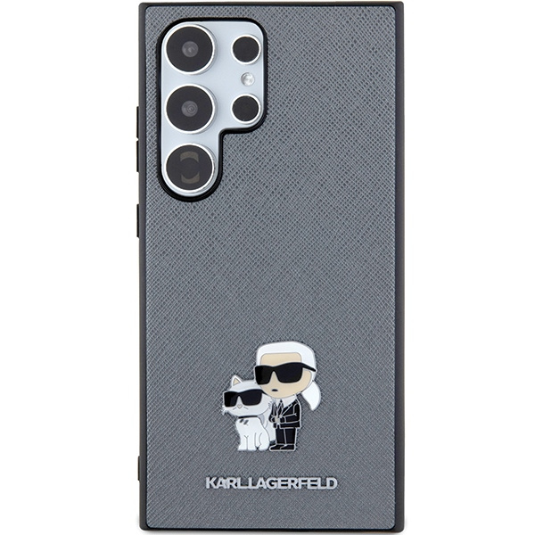 Etui Karl Lagerfeld KLHCS24LPSAKCMPG Samsung Galaxy S24 Ultra S928 hardcase szary/grey Saffiano Karl & Choupette Metal Pin Case
