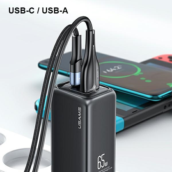 USAMS-Gebühr. 1xUSB-C+1xUSB T47 65W PD Schnellladung Super Si weiß/weiß CC153TC02 (US-CC153)