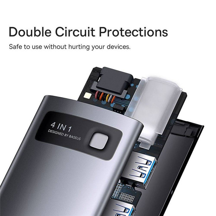 Baseus Metal Gleam Series 4 in 1 HUB Docking Station USB tipo C - 4 x USB 3.2 Gen. 1 (WKWG070013)