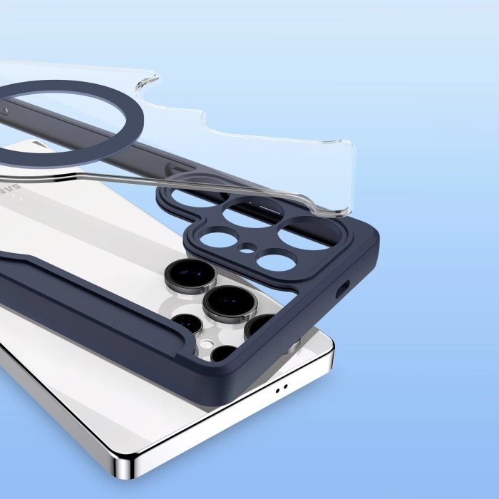 Dux Ducis Skin X Pro Hülle für Samsung Galaxy S25 Ultra mit MagSafe und Geldbörse – Blau