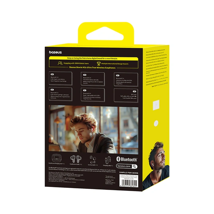 Słuchawki Baseus Bowie M2s Ultra TWS bezprzewodowe dokanałowe z interaktywnym ekranem - białe