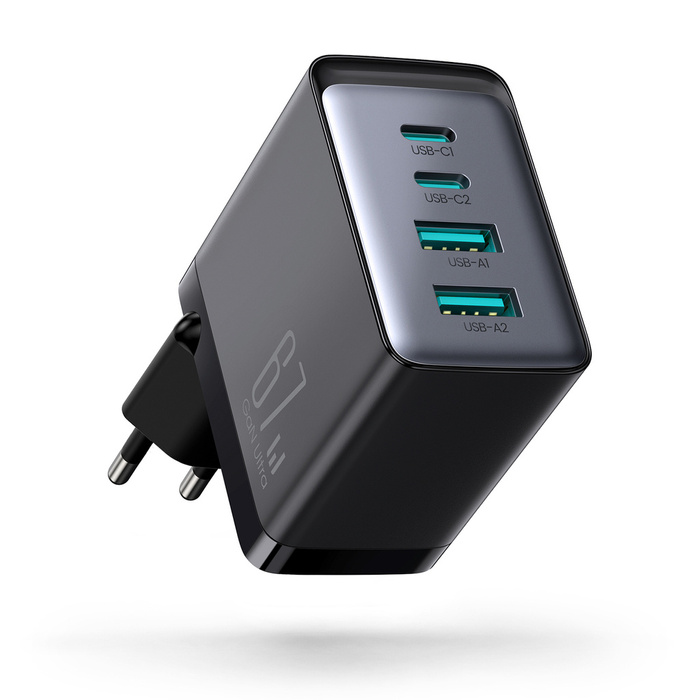 Joyroom nabíječka GaN 67W 4 porty (2x USB, 2x USB C) černá (TCG02) + kabel USB C - USB C 100W 1,2m